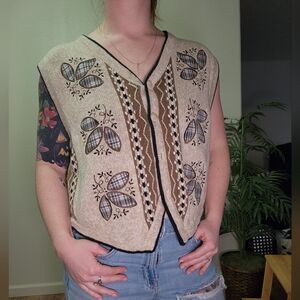 Christopher & Banks Hand Embroidered Butterfly Knit Vest